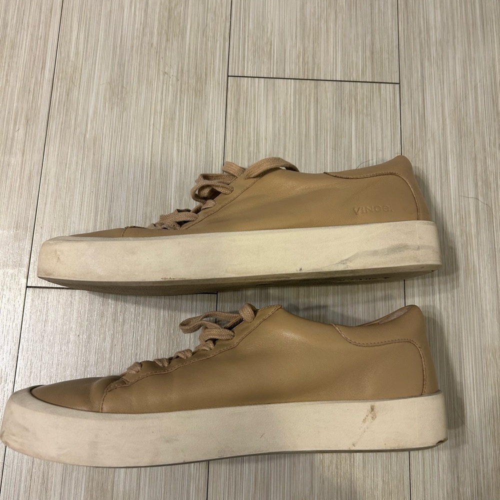 Vince Gabi Tan Leather Sneakers - Picture 5 of 8